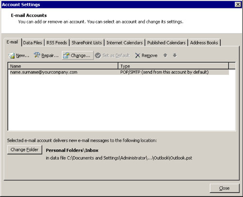 Outlook 2013 2016 - Account Settings - E-mail Accounts