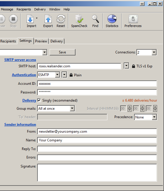 MaxBulk Mailer - Settings